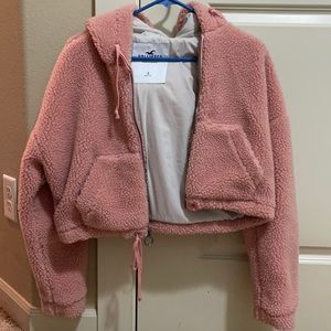 hollister cropped sherpa hoodie